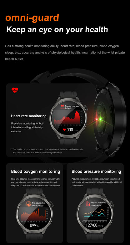 New 1.85"AMOLED NFC GPS Smart Watches For man IP68 Waterproof Blood Pressure Body Temperature Sport Fitness tracker Smart Watch