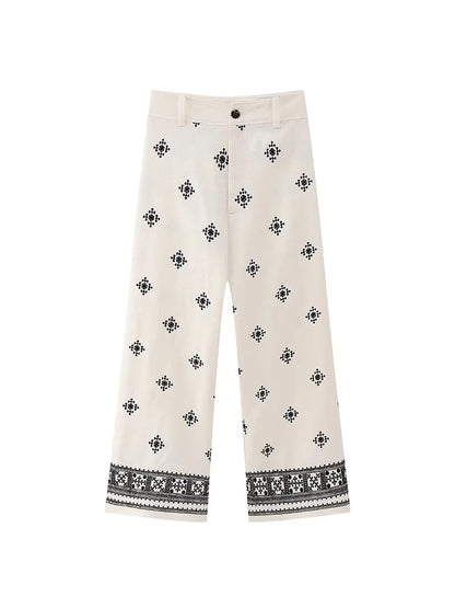 Vintage Women Loose Boho Linen Pants 2023 Summer Fashion Ladies Vocation Soft Embroidery Trousers Female Casual Bottoms Chic