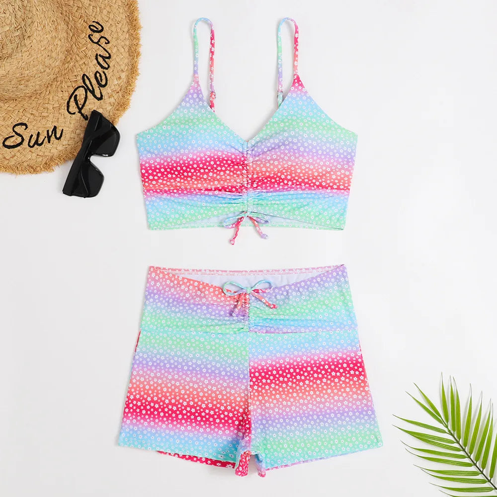 2025 High Waist Bikini Swimsuit Women Push Up Bikini Floral Swimsuit Print Bikini boxers Swimwear Swim Trunks Bathing Suit