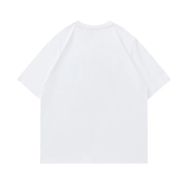 Men's Streetwear Pattern T-shirt - Bold Letter Printed Loose Casual T-shirt, Vibrant Summer Short sleeved Pure Cotton T-shirt St