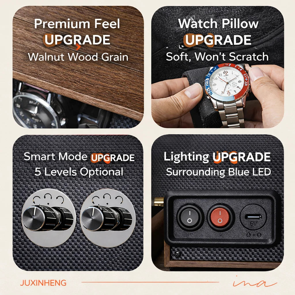 Luxury 1 Slot Automatic Watch Winder Walnut Wood Silent Motor Watch Storage Box Gift for Men Watch Winder for Automatic Watches
