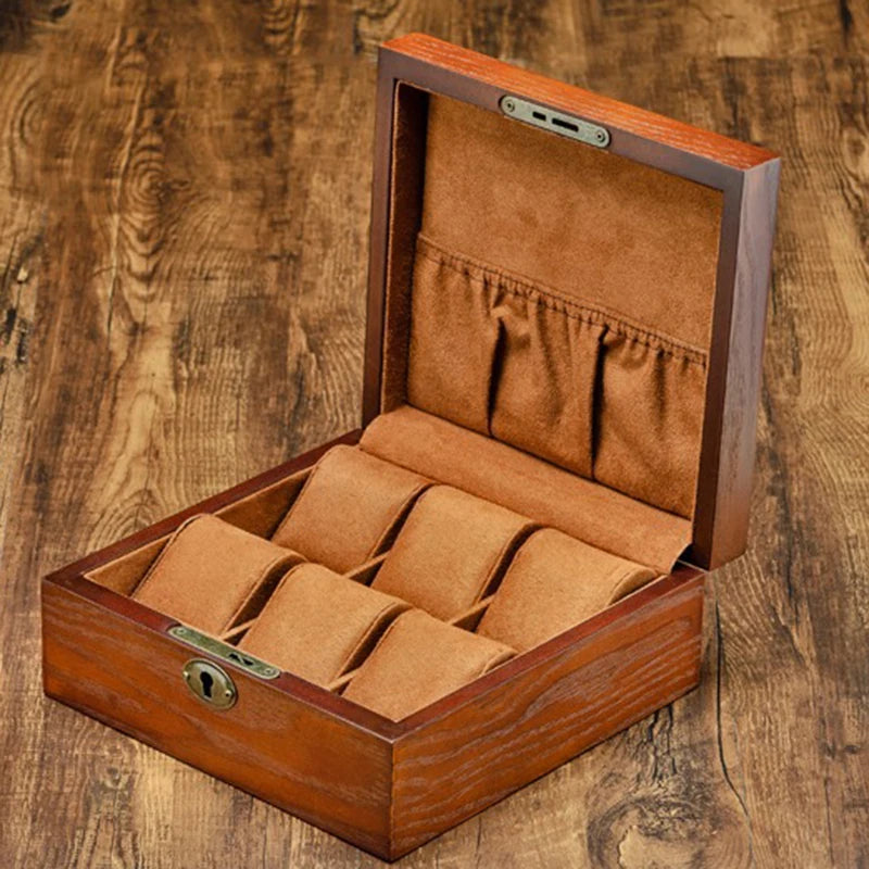 Wooden Watch Box Luxury Mechanical Watch Boxes Men Portable with Lock Watches Case Waterproof Cases for Wrist Watch Organizer