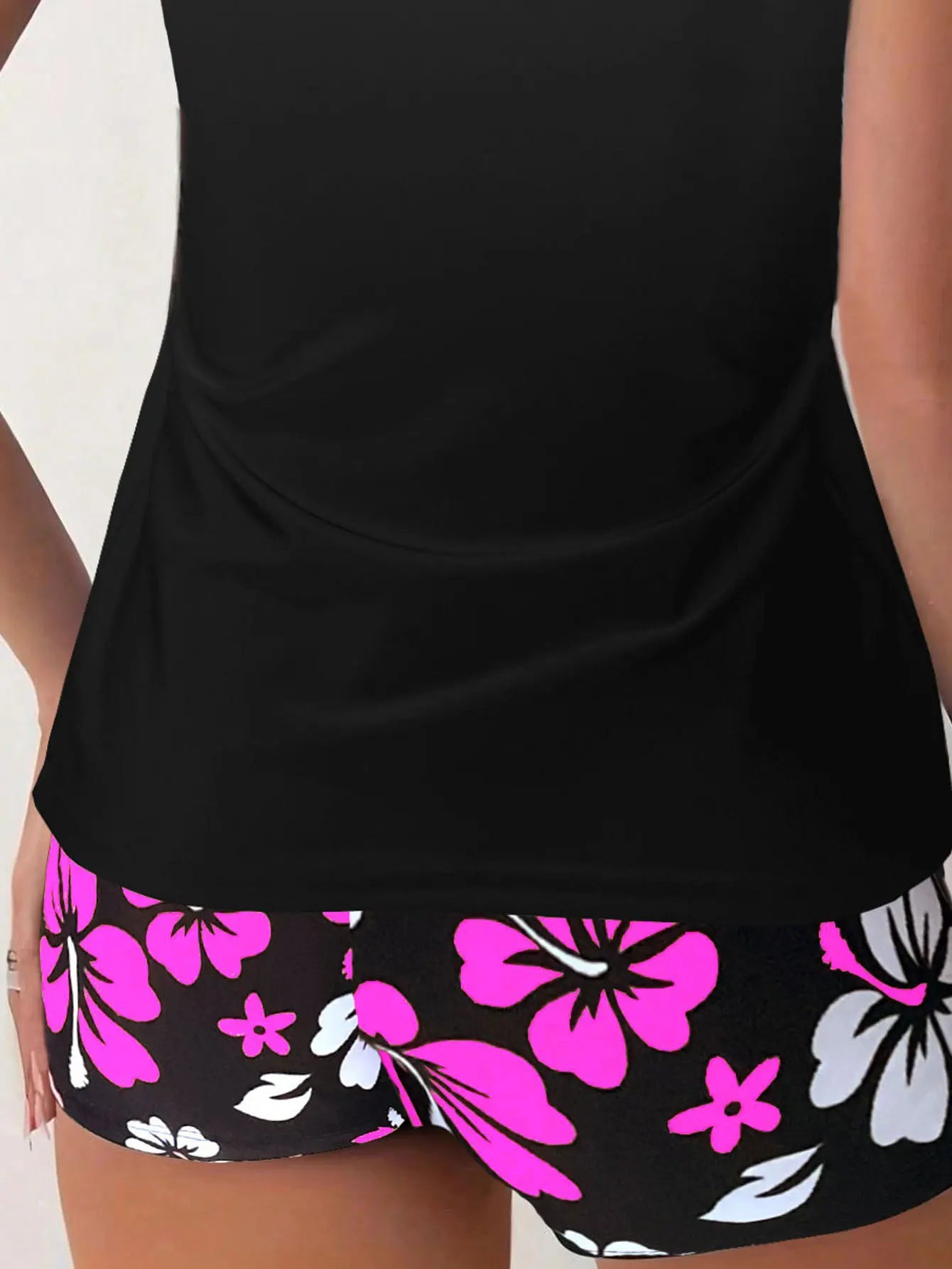 2025 New Women's Conservative Quick Dry Print Bikini Bottoms High Waist Floral Polyester Swimsuit Triangle Panty Cross Border