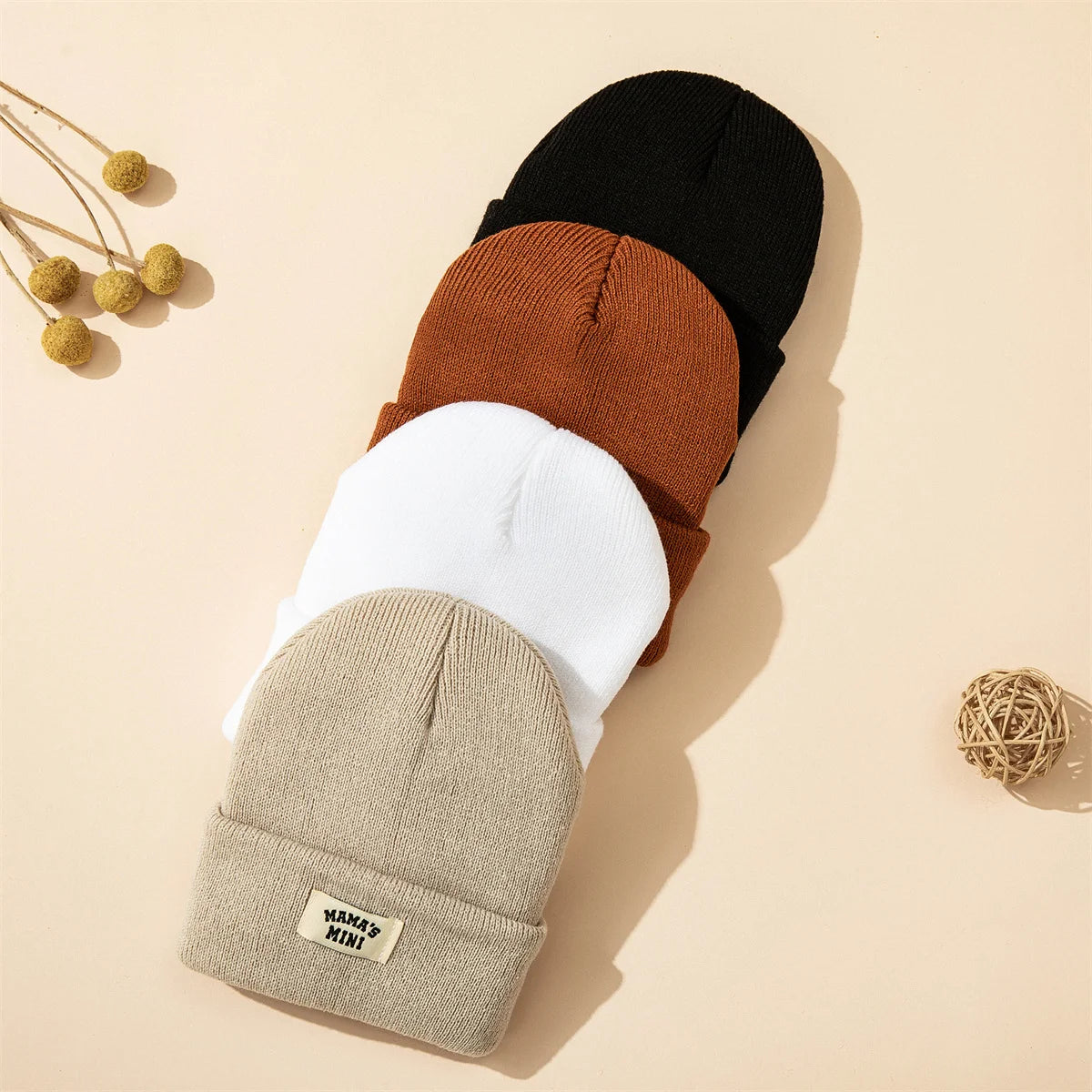 Clearance_3pcs/set Hot sales Autumn and Winter Warm 0-24 Month Kids Cap With Letter Boy Girls Soft Knitted Hat Children Head Acc