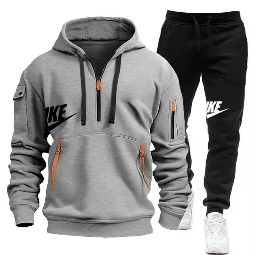 New men's autumn and winter suit zipper hoodie + trousers suit casual men's sportswear warm suit