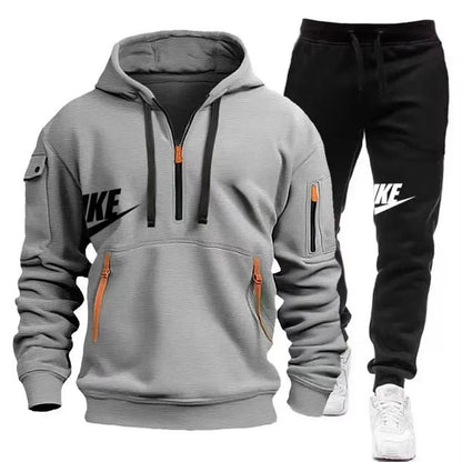 New men's autumn and winter suit zipper hoodie + trousers suit casual men's sportswear warm suit