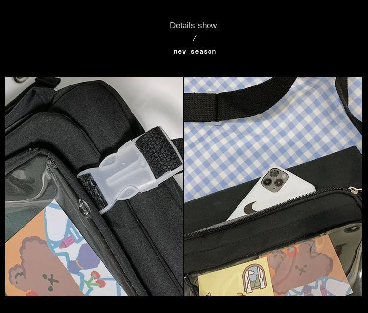 Japanese Style Kawaii Itabag for Dolls Large Handbags New Nylon School Bags for Teenage Girls Tote Shoulder Bag JK Crossbody Bag