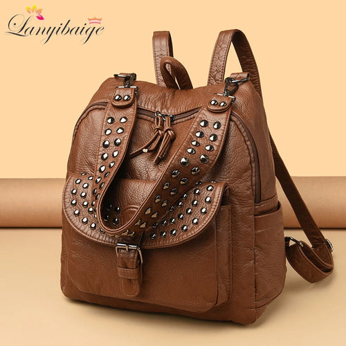 Women High quality leather Backpacks Vintage Female Shoulder Bag Sac a Dos Travel Ladies Bagpack Mochilas School Bags For Girls
