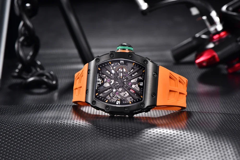 PAGANI DESIGN  Luxury Mens Quartz Watches Barrel Shape Waterproof Wrist Watch For Men VH65 Silicone Luminous Sapphire Mirror