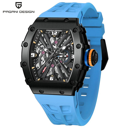 PAGANI DESIGN  Luxury Mens Quartz Watches Barrel Shape Waterproof Wrist Watch For Men VH65 Silicone Luminous Sapphire Mirror
