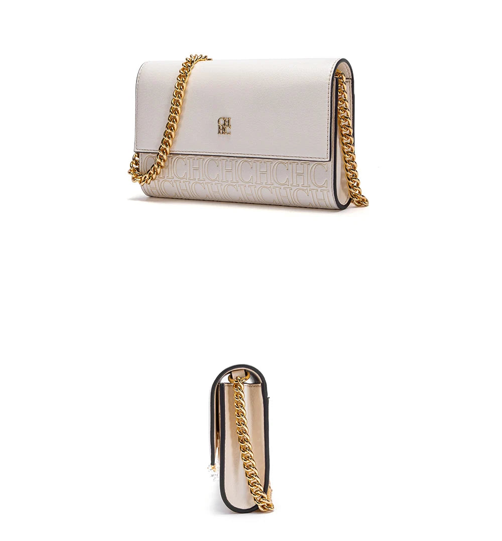 CHCH Women's Shoulder Bag New Magnetic Flip Chain Bag Brown Small Square Bag Wallet
