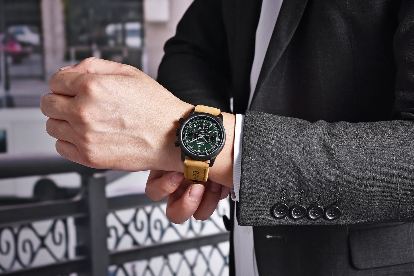 BENYAR 5188 New Quartz Watches for Men Top Brand 42MM Military Watch Luxury Chronograph 30M Waterproof Male Clock Reloj Hombre