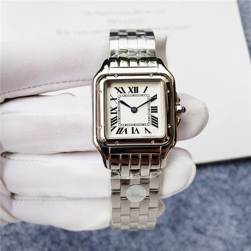 Brand Wrist Watches Women Girl Ladies 22mm 27mm Square Dial Good Quality Steel Band Quartz Luxury Japanese Movement Clock CT13