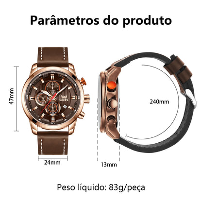 OPK 6083 Men's Quartz Watch Leathar Strap Luxury Luminous 30m Waterproof Modern Business Watches For Men