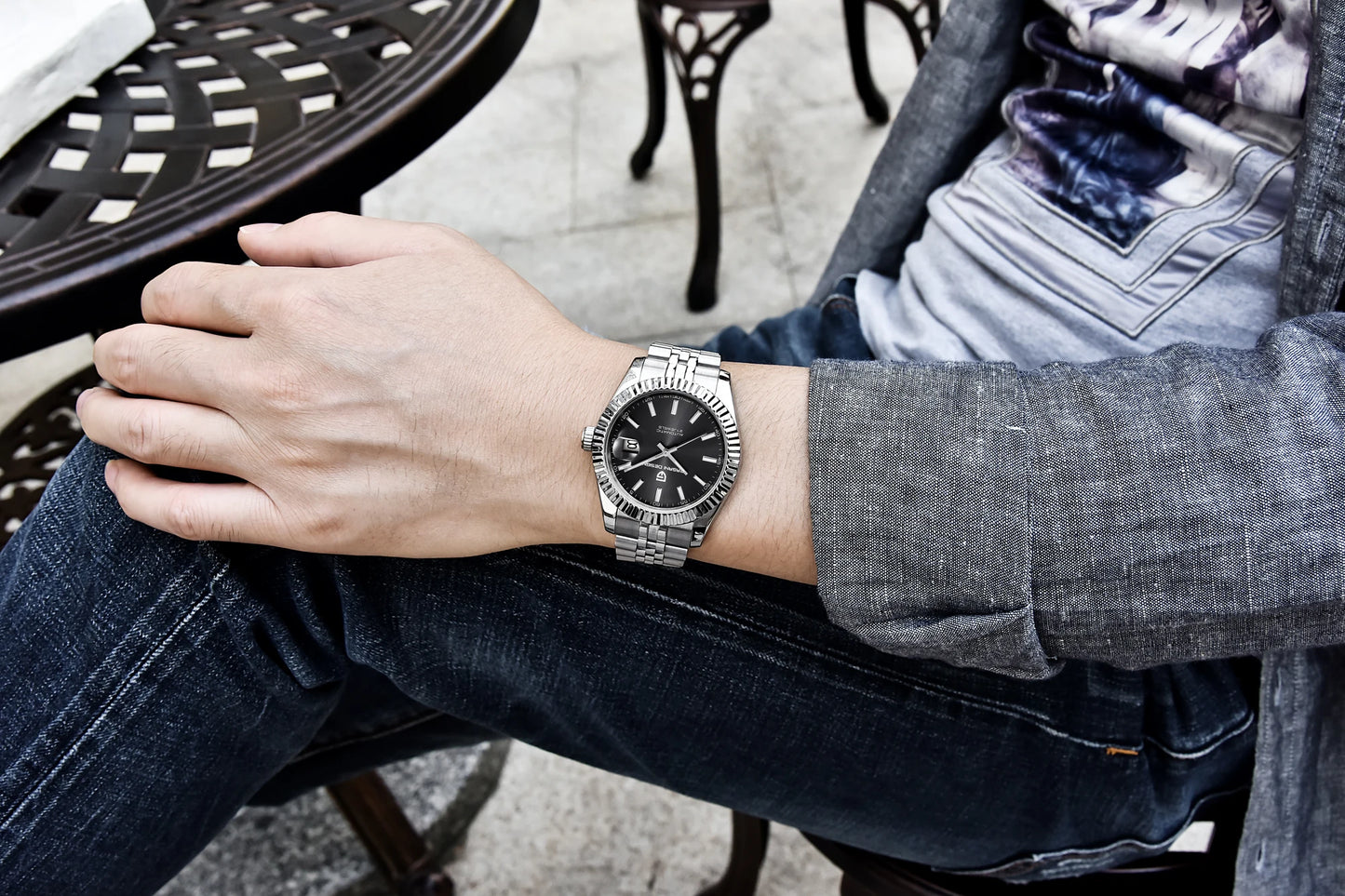 PAGANI DESIGN Watches Luxury Diamond Dial Mechanical Watch For Men Top NH35 Movt Sapphire Glass Stainless Steel Waterproof Watch