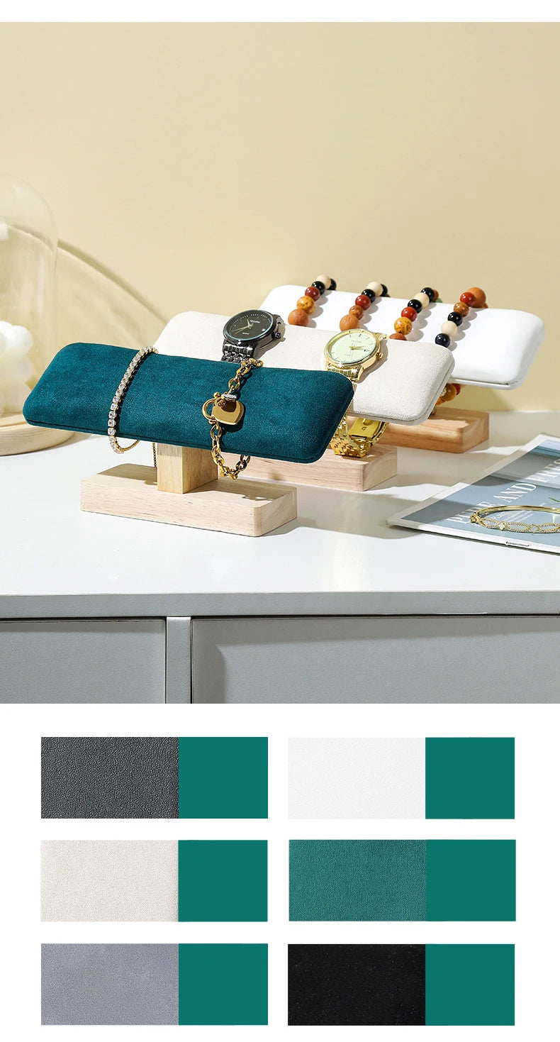 1Pc Wooden Watches Display Stands Base Watch Necklace Bracelet Organizer Rack Bangle Scrunchie Headband Showcase Stands