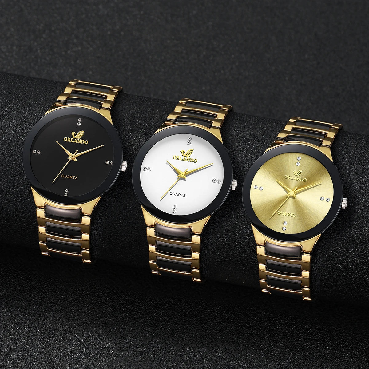 1/3PCS Luxury Men Business Watches Fashion Stainless Steel Strap Quartz Wristwatch Reloj Hombre