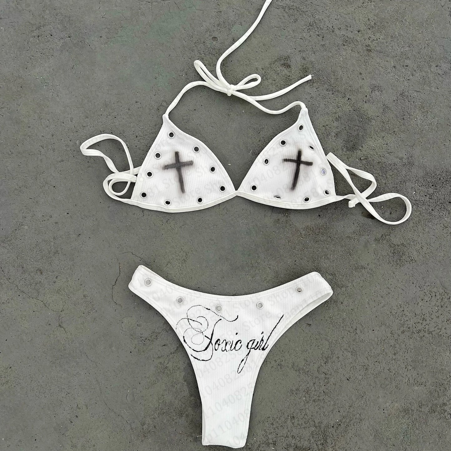 Fashionable letter printed sexy bikini set women's swimsuit patch swimsuit hot pants set summer casual niche fashion Y2k style