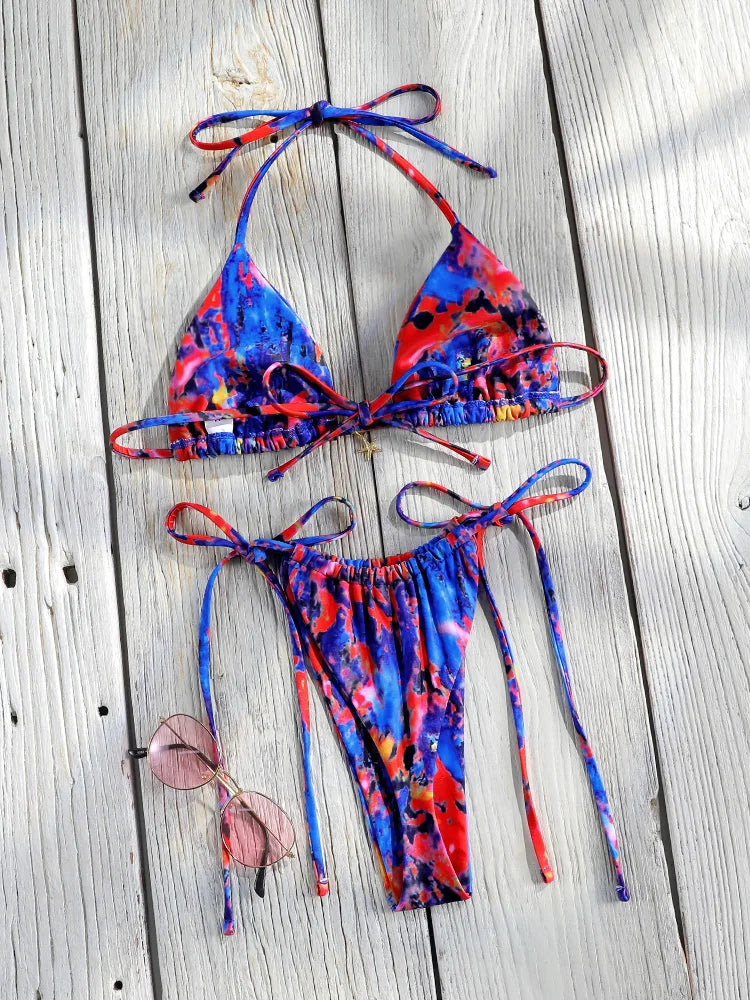 Miyouj Bandage Swimwear Summer Swimsuit High Cut Bikini Set Solid Sexy 2-Piece Suit New Bathsuit Hollow Out Thongs Beachwear