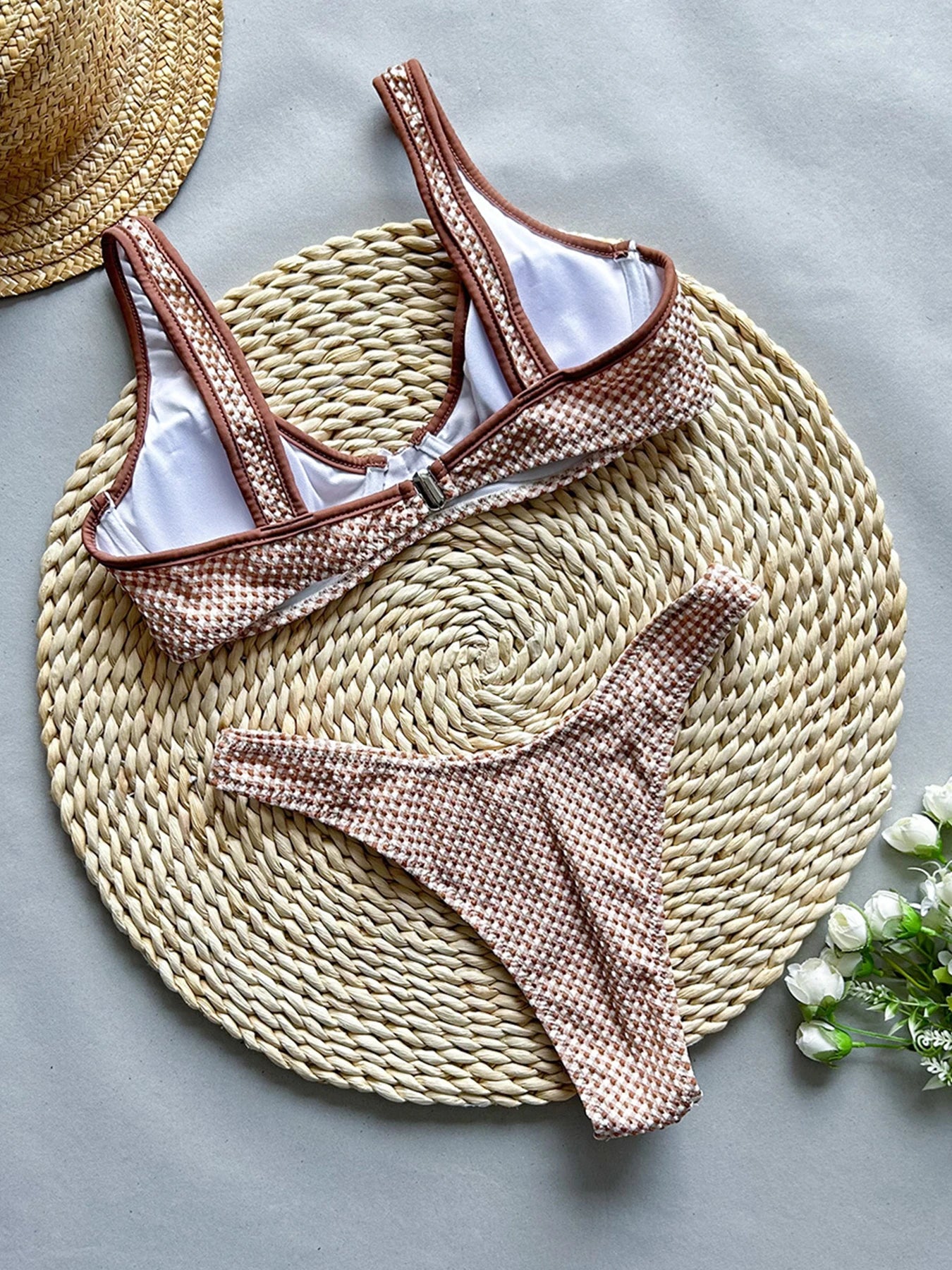 2025 New Sexy Plaid Bikini Set Swimsuit For Women Underwire Push Up Swimwear Female Two Pieces Bathing Suit Beachwear Swim Suit