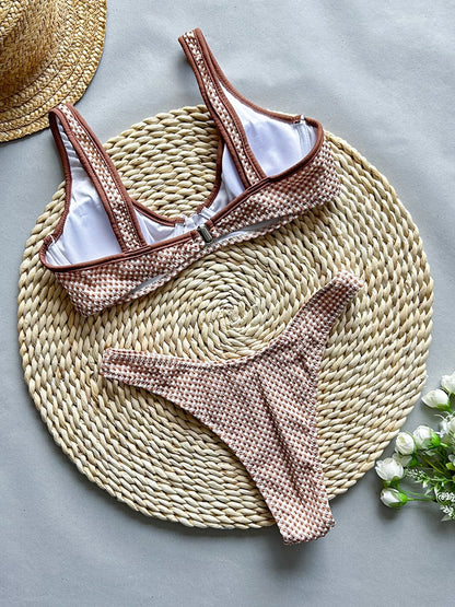 2025 New Sexy Plaid Bikini Set Swimsuit For Women Underwire Push Up Swimwear Female Two Pieces Bathing Suit Beachwear Swim Suit