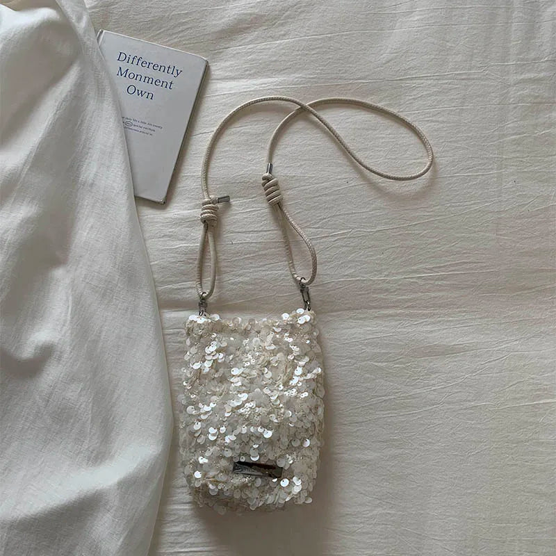 LEFTSIDE Mini Sequins Shoulder Bags for Women 2025 Designer New Evening Party Bling Bling Crossbody Bag Handbags and Purses