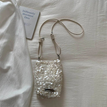 LEFTSIDE Mini Sequins Shoulder Bags for Women 2025 Designer New Evening Party Bling Bling Crossbody Bag Handbags and Purses