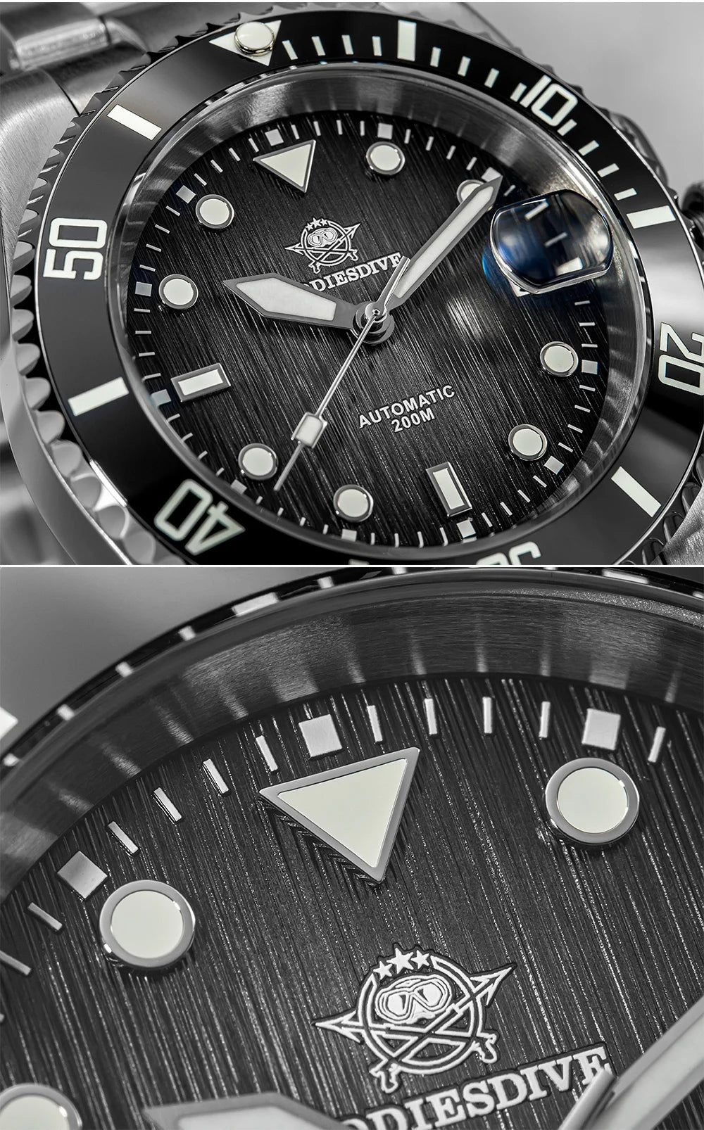 ADDIESDIVE 41MM Sunburst Automatic Mechanical Watches Japan 8215 AD2536 reloj hombre Luminous Sapphire Crystal Diver Men's Watch