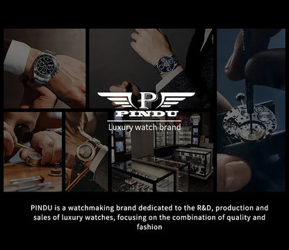 PINDU Watches Miyota 8215 Movement Mechanical Watch Men's Watch Luxury Rotating Dial Luminous Stainless Steel Case Clock Reloj