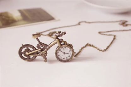 Silver Bronze Retro Bike Bicycle Design Pocket Key Ring Clip Clasp Bag Watch Quartz Watch Metal Deco Watches