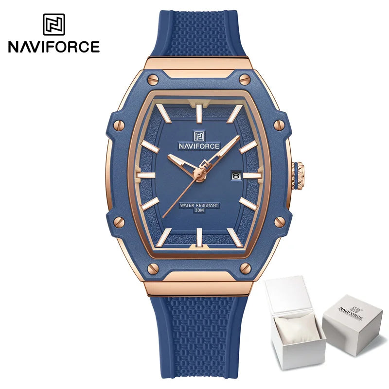NAVIFORCE Elegant Ladies' Watch Fashion Luminous Pointer 3ATM Waterproof Calendar Display Silicone Strap Women's Quartz Watches