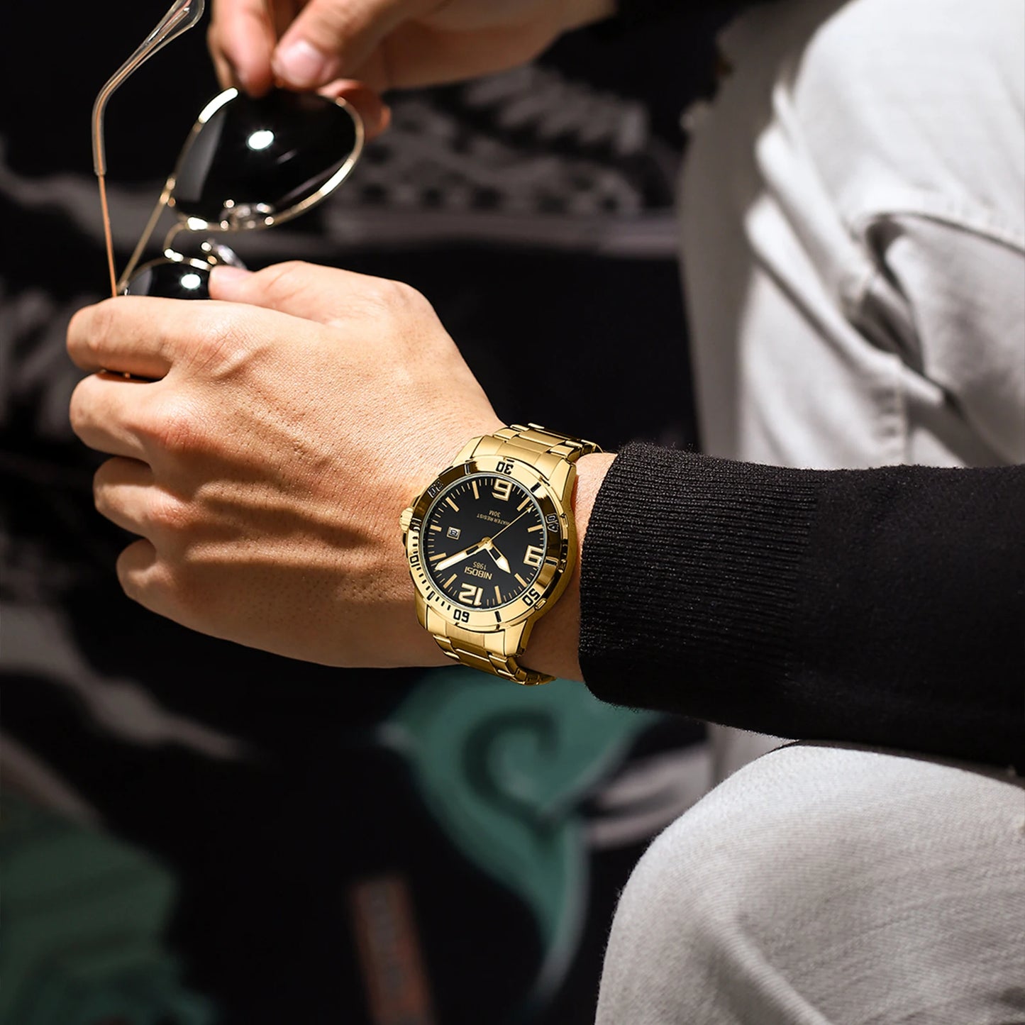 NIBOSI Luxury Man Wristwatch Business Stainless Steel Date Quartz Men Watch Waterproof Luminous Date Men's Watches Clock
