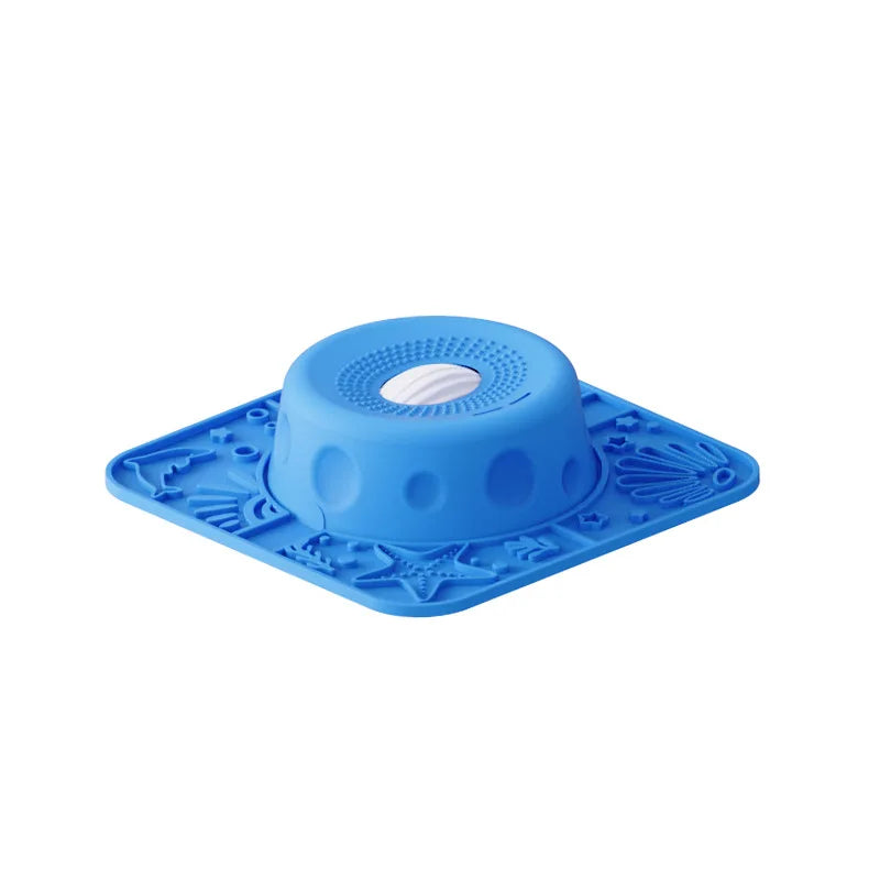 New Double-bowl Pet Licks-and-eats Bowls with Fun Rollers At The Bottom and Suction Cups. for Dogs and Cats. Licking Pads.