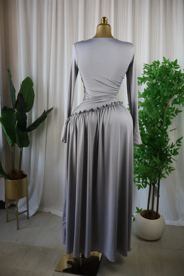 CM.YAYA Women Full Sleeve O-neck Elegant Long Dress Edible Tree Fungus Sweet Holiday Beach Evening Sexy Party Dresses Vestidos