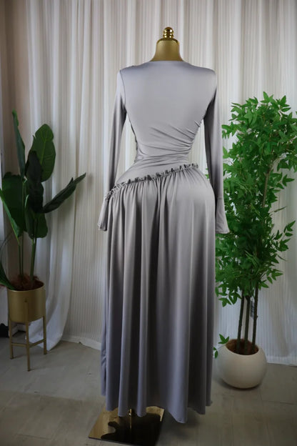 CM.YAYA Women Full Sleeve O-neck Elegant Long Dress Edible Tree Fungus Sweet Holiday Beach Evening Sexy Party Dresses Vestidos
