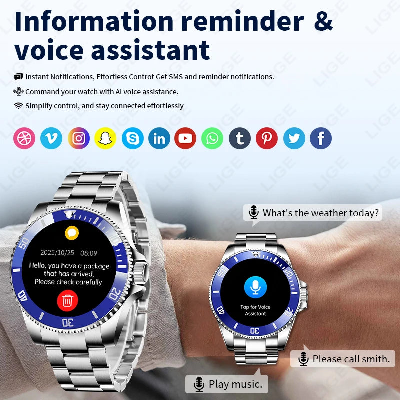 New 2026 Style Luxury Smart Watch Dials Answer Call For Men Waterproof Sport Digital Business Smart Watches For Gift Smart Band