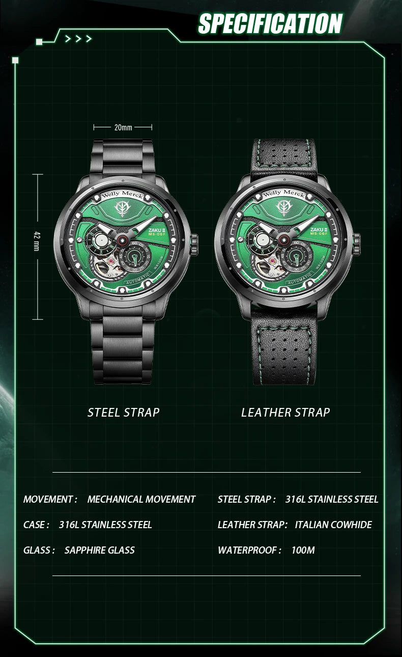 WM Watch Automatic Mechanical Watches Man Stainless Steel Waterproof MIYOTA 82S7 Limited Edition Welly Merck Watch Joint Series
