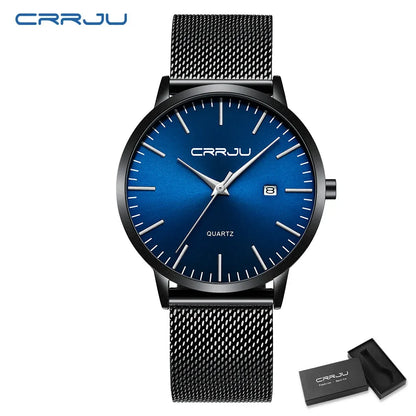 Watch for Men, Stainless Steel 40mm with Mesh Strap Mens Watches,Classic Ultra Slim 7mm Men's Wrist Watches Automatic Minimalist