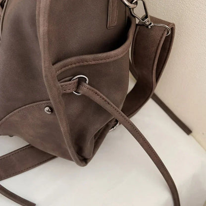 Retro Motorcycle Handbag Women Horizontal Tote Storage Tassel Design Pillow Shoulder Bag Trendy Large Capacity Soft Underarm Bag