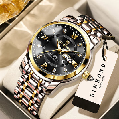 BINBOND Luxury quartz wristwatches luminous waterproof week auto date men's watch business sport clock fashion casual reloj