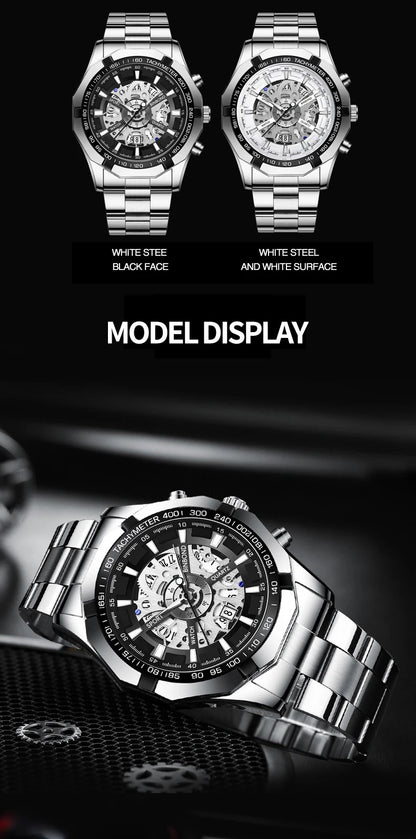 BINBOND S033 Luxury Hollow Non-Mechanical Business Quartz Men Watches 30M Waterproof Trendy Hollow Design Classics Men Watches
