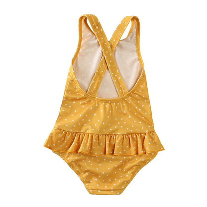 Girls Cute Backless Floral One-piece Swimsuit Baby Bikini Swimwear with hat Sun-proof Beach Vacation Toddlers Kids Chic Swimsuit