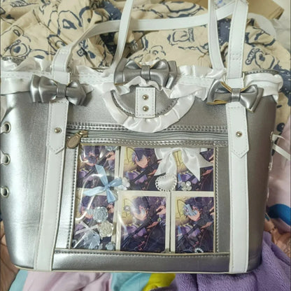 New Fashion Design for Girls Y2K Ulzzang Ita Bag Sweet Preppy Style Shoulder Bag for Women Large Capacity Ribbon Bow Tote Bag