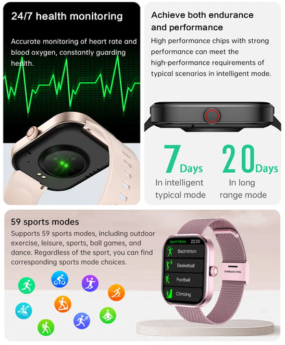 LIGE Fashion Smart Watches Women Bluetooth Call Women‘s Health Monitor Heart Rate Blood Pressure Fitness Digital Smartwatch Men