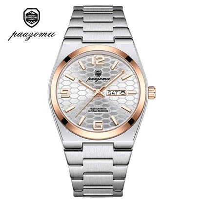 PAAZOMU Casual Man Watch Fashion Exquisite Men Wristwatches Waterproof Luminous Date Stainless Steel Quartz Men's Watches Reloj