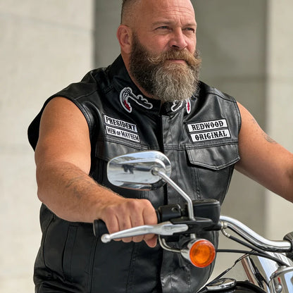 Men Motorcycle Spring Jackets SOA Punk Black Motorbike Gilet Sons of Anarchy Leather Moto Jacket Vest