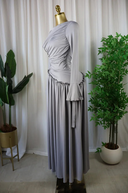 CM.YAYA Women Full Sleeve O-neck Elegant Long Dress Edible Tree Fungus Sweet Holiday Beach Evening Sexy Party Dresses Vestidos