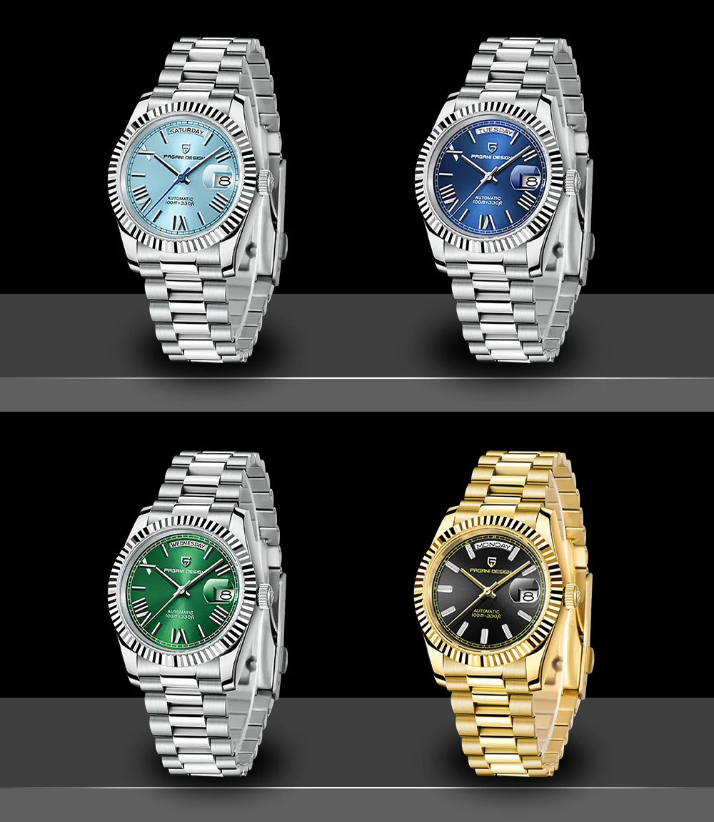 PAGANI DESIGN Watches Pure White Dial Mechanical Watch For Men 2025 New Luxury Sapphire Crystal Automatic Stainless Steel Clock