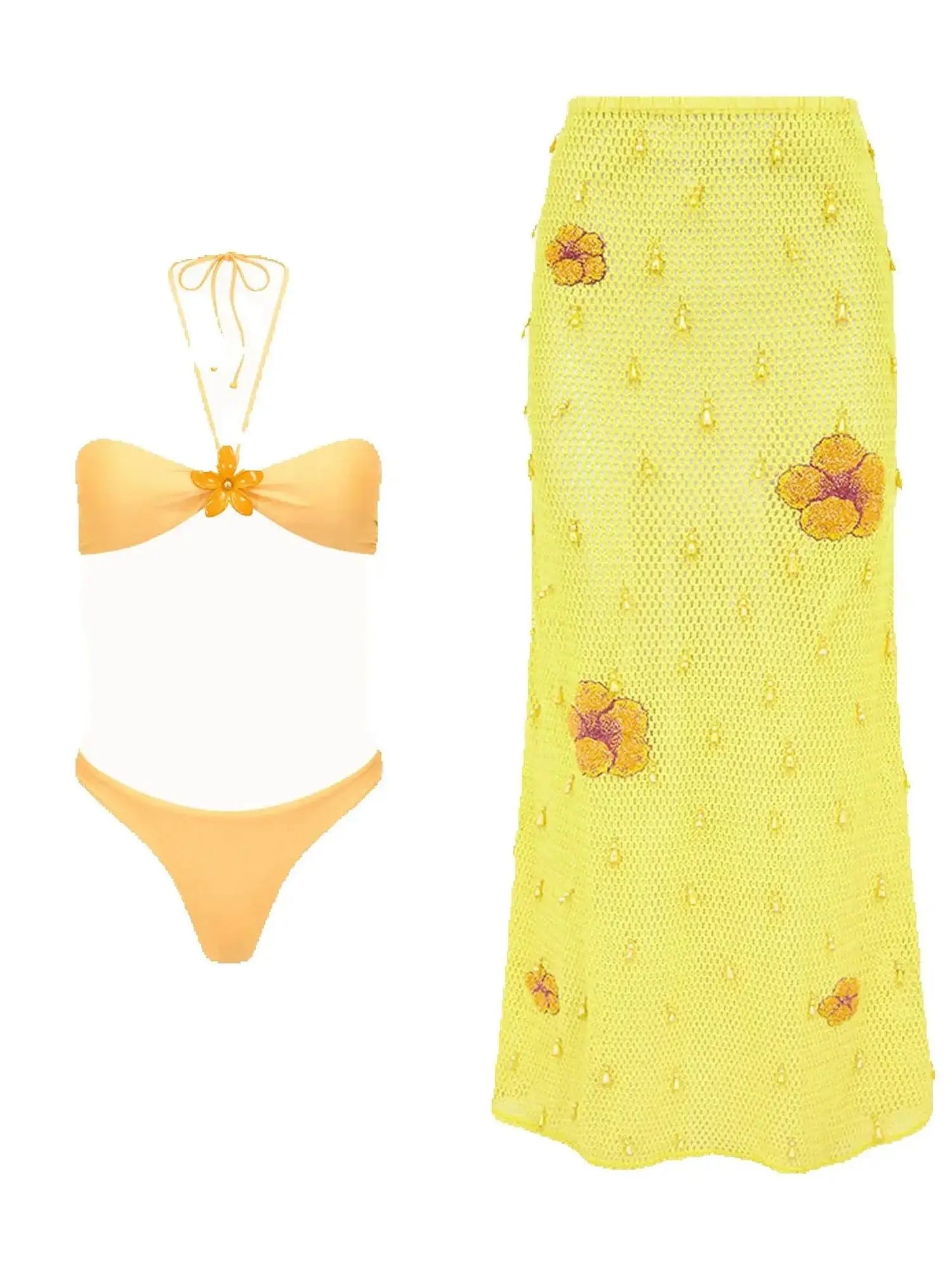 Sexy Swimsuit Bikini with Skirt Women Swimwear High Leg Swimwear Bathing Suit Beachwear Bandeau Biquini