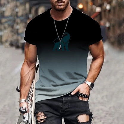 Trendy and fashionable new men's T-shirt 3D printed gradient printed top summer streetwear O-neck plus size pullover